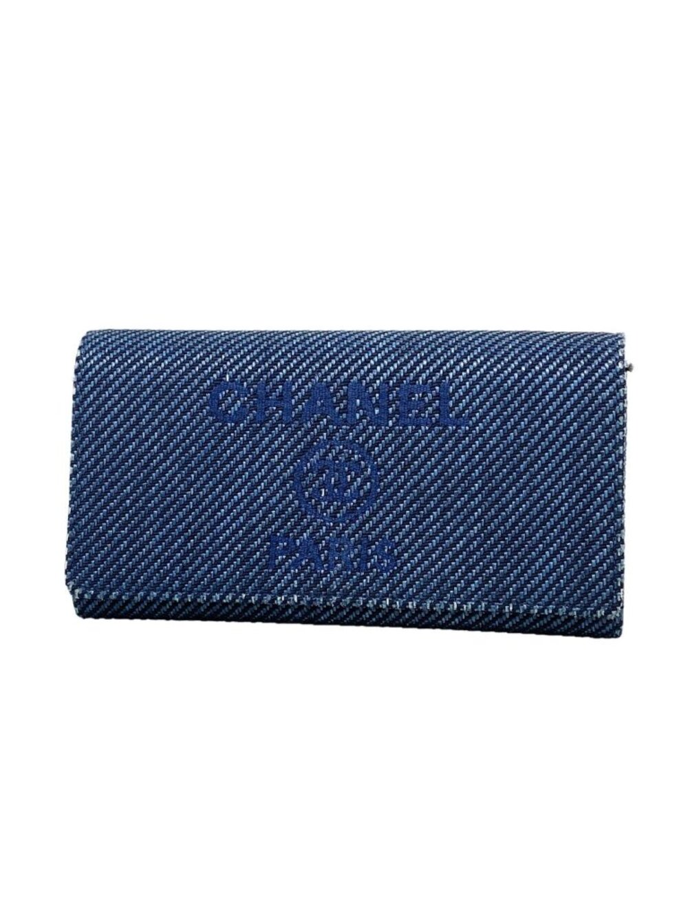 Chanel Wallet Deauville Tweed Blue Gold